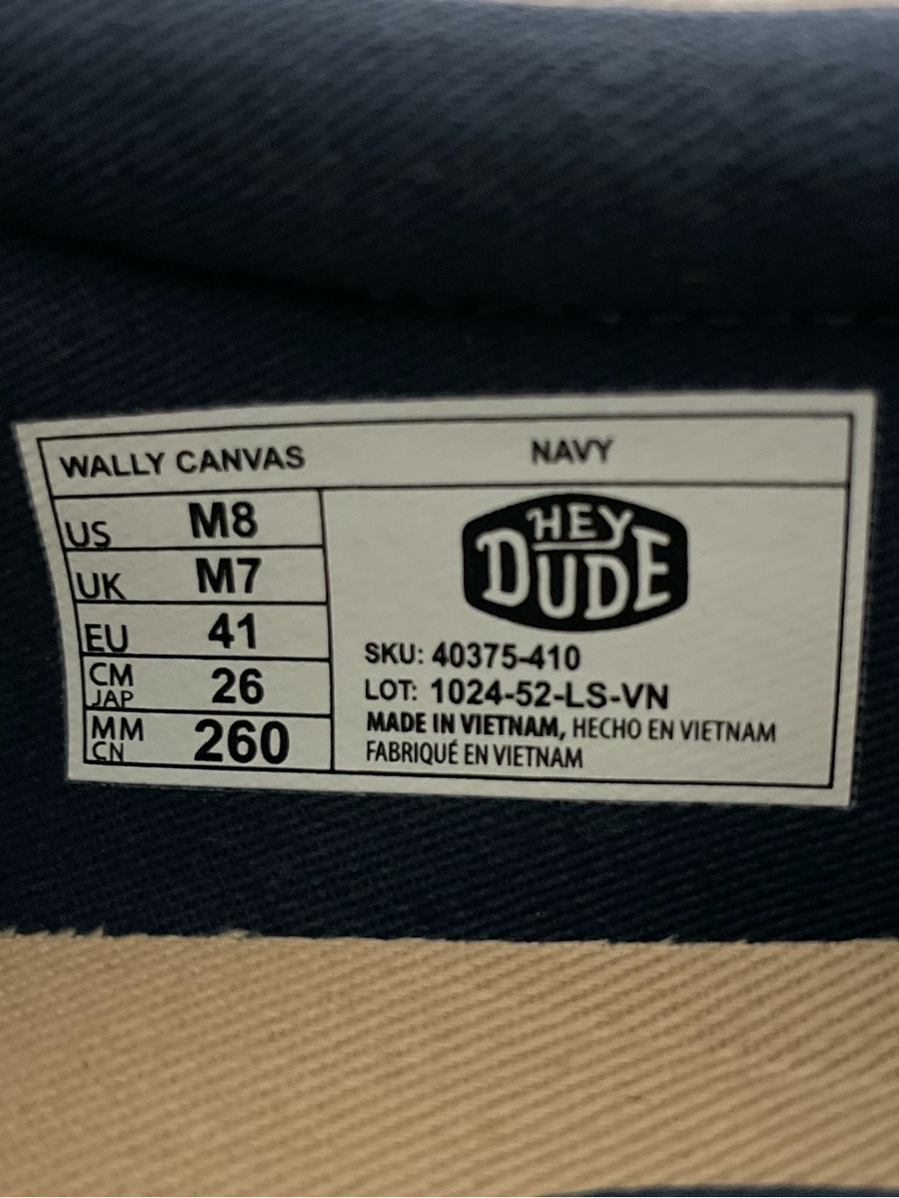 Hey Dude Wally size 8 Men’s Navy Blue Canvas NWT Slip on Lightweight - Picture 6 of 8